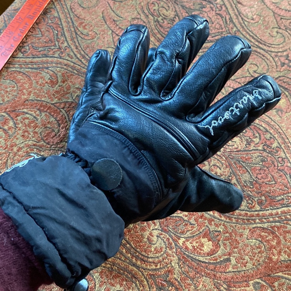 Smartwool leather wool winter ski bike hike gloves RARE black warm adult M - Picture 5 of 12